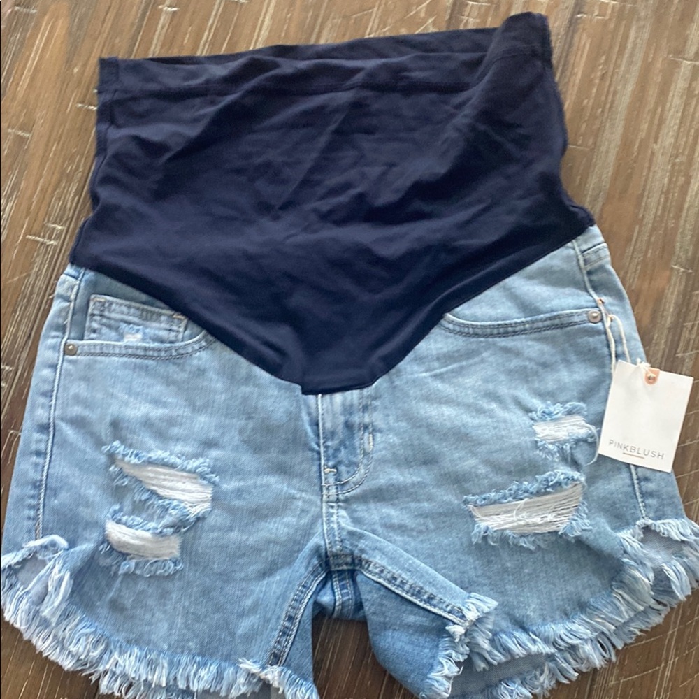 Pinkblush Blue Denim Maternity Shorts